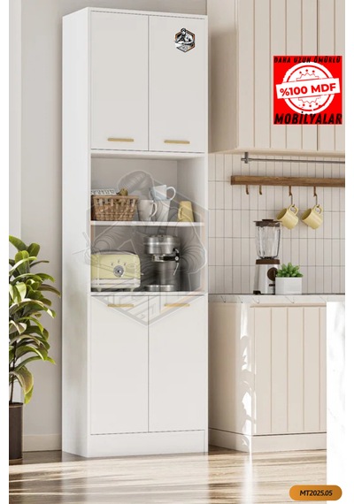 Tamamı Mdf 4 Kapaklı Ve Açık Raflı Çok Amaçlı Mutfak Dolabı/kavan