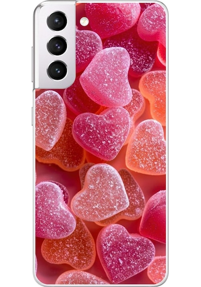 Samsung Galaxy S21 Uyumlu Şeffaf Kılıf Şeker Tasarımlı
