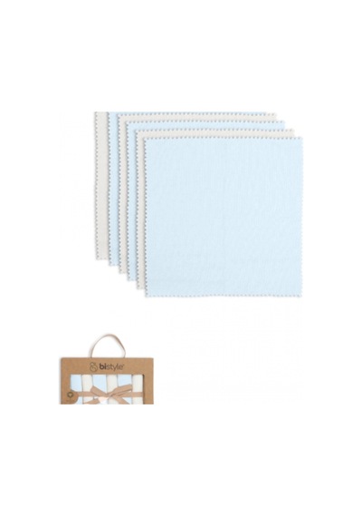 Bistyle Colours Kutulu 6lı Penye Mendil 20x20 90161 Ekru Mavi Çok Renkli