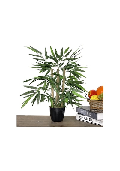 Yapay Ağaç Bambu Ağacı 4 Gövdeli 50X35 Siyah Plastik Saksılı