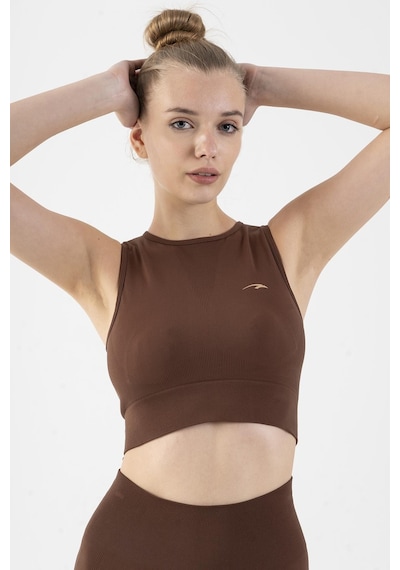 Maraton Active Slimfit Kadın Atlet Yaka Kolsuz Training Sepya Bra 813034-Sepya