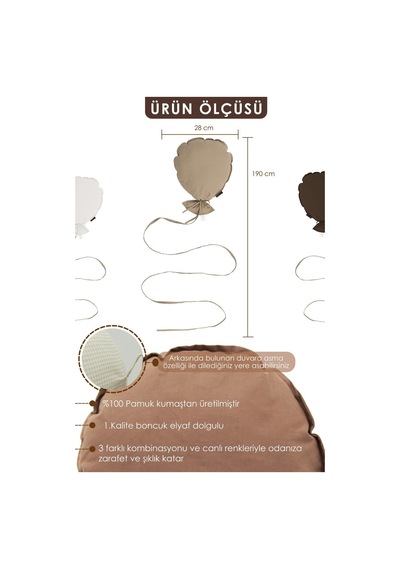 Çocuk Odası Dekorasyonu 3'lü Balon Set, Bebek Odası Dekoratif Balon, Duvar Dekorasyonu