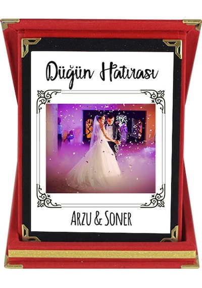Düğün Hatırası Evlilik Hediyesi - Fotoğraflı Ve Isimli Plaket