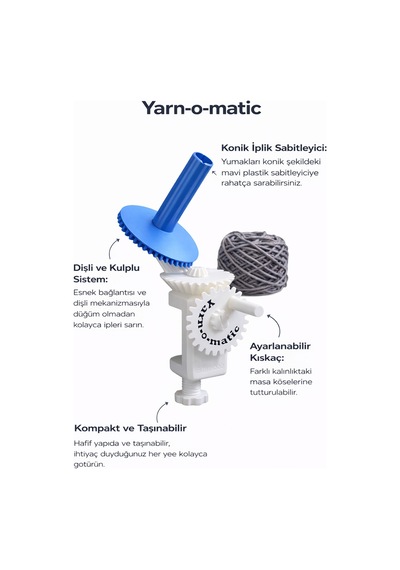 İp Yün Sarma Aparatı Yarn Winder Düğümsüz Hızlı Sarım, Masa Kıskaçlı Kompakt Tasarım