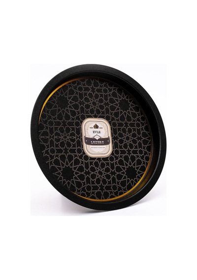 Trellis Desenli Yuvarlak Metal Tepsi - Çay Kahve Tepsisi - Sunum Tepsisi 37 Cm Ee163-v2 Desenli