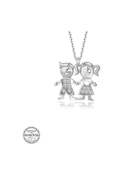 Swarovski Taşlı Gümüş Erkek Kız Çocuk Kadın Kolye (551181398)