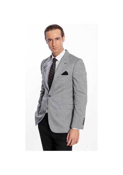 Wessi Sivri Yaka Slim Fit Füme Erkek Ceket Füme