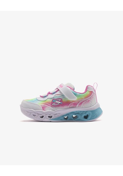 Skechers Flutter Heart Lights - Groovy Swirl Küçük Kız Çocuk Beyaz Işıklı Spor Ayakkabı 303253n Wmlt Beyaz