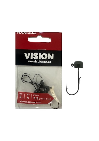Hanfish Vision Ned Rig Jig Head Mjg 3.3gr No:2 Moss Green 4 Adet