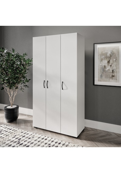 Soft 3 Kapaklı Beyaz Gardırop, Elbise Dolabı