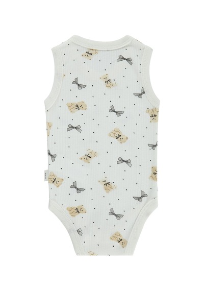 Civil Baby Fiyonklu Ayıcık Empirme 1-36 Ay Çıtçıtlı Badi - Ekru