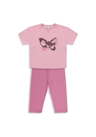 Civil Girls Kız Çocuk Kelebek Nakışlı 6-9 Yaş Takım - Pembe Pembe- Soft Pembe