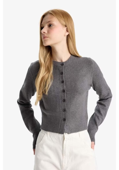 Defacto Coool Slim Fit Dar Kesim Bisiklet Yaka Düğmeli Hırka E8236ax25wnar61 Antrasit