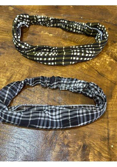 2 Adet Kareli Lastikli Kadın Saç Bandı Saç Bandana Çok  Renkli