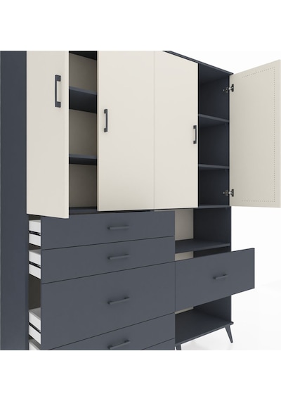 Hyperion Gardrop 7 Raflı 6 Çekmeceli 4 Kapaklı 176x44x221 Antrasit-aytaşı/antrasit Beyaz Hyperion Gardrop 7 Raflı 6 Çekmeceli 4 Kapaklı 176x44x221 Antrasit-aytaşı/antrasit Beyaz