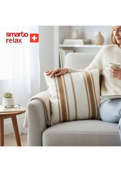 Smarto Relax Içi Dolgulu Kırlent 45x45 Cm Kare Salon & Berjer Kırlenti Beyaz - Kahverengi