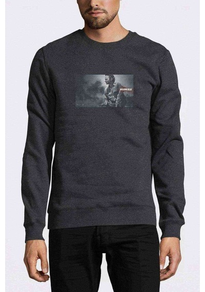 The Walking Dead Collection Baskılı Füme Erkek Örme Sweatshirt (528895811)