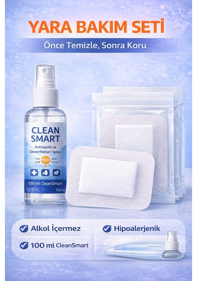 Esnek Nonwoven Yara Örtüsü 9cm 10cm - 10 Adet 50 Ml Antiseptik Sprey Alkol İçermez,