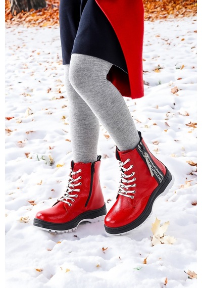 Kiko Kids Termo Taban Kız Çocuk Bot 622 Çatlak Kırmızı