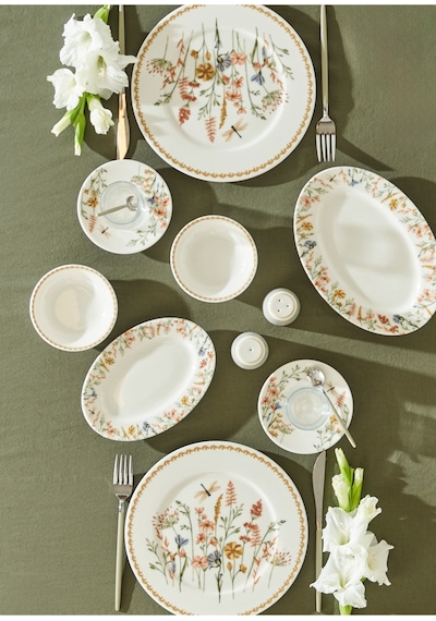 Bella Maison Flores Porselen 52 Parça 12 Kişilik Kahvaltı Takımı Çok Renkli