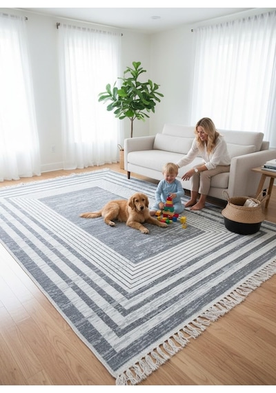 Kilim Çift Taraflı Bohem Seri Dokuma Kilim Gri-beyaz 80 300 Cm Çok Renkli