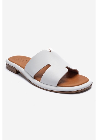 Luvishoes Brıo Beyaz Cilt Hakiki Deri Kadın Terlik