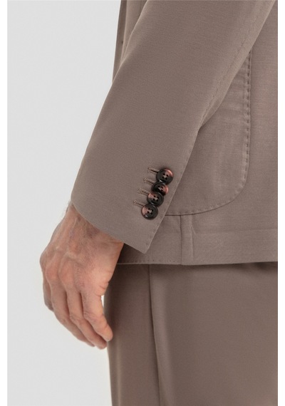 Sabri Özel Erkek Vizon Dar Kesim Slim Fit Modal Kumaş Mono Yaka Lastikli Bel Astarsız 6 Drop Takım Elbise Sabri Özel Erkek Vizon Dar Kesim Slim Fit Modal Kumaş Mono Yaka Lastikli Bel Astarsız 6 Drop Takım Elbise