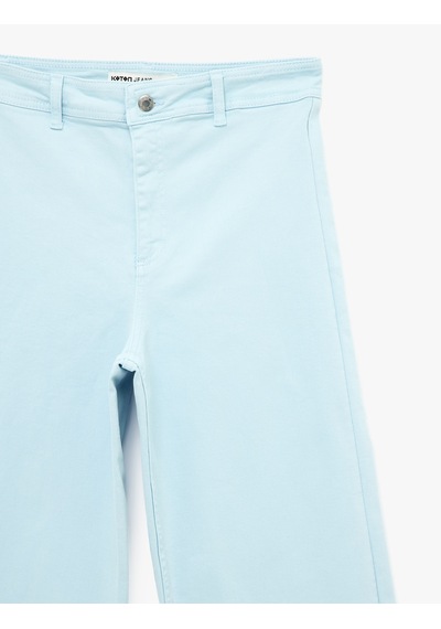 Koton Normal Bel Rahat Kalıp Kesik Paça Jean Pantolon - Culoette Jean Mavi 6sal40004mw
