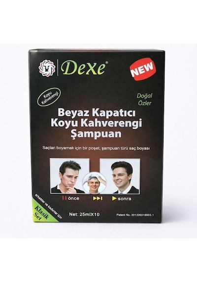 Dexe Koyu Kahverengi Hair Şampuan - Beyaz Saçlar İçin Şampuan 25ml 10 Adet