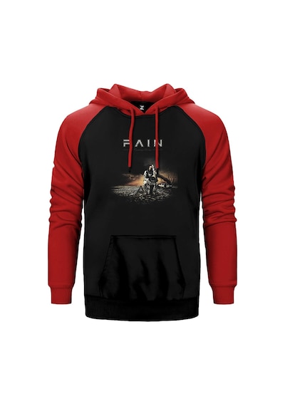Pain Coming Home Kırmızı Renk Reglan Kol Kapşonlu Sweatshirt Kırmızı