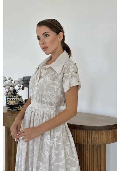 Defymoda Bej Gömlek Ve Etek Takım Bej