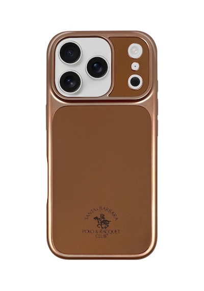 Santa Barbara Polo Racquet Club İphone 17 Pro Uyumlu Kılıf Manyetik Şarj Destekleyen İçi Süet Lucas Deri Kapak Gold