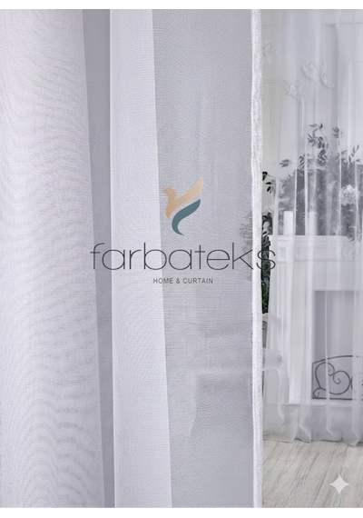 Zarif Pırıltılı Simli Kurşunlu Tül Perde Kuşgözü Perde Rustik Tül Perde 100 X 250