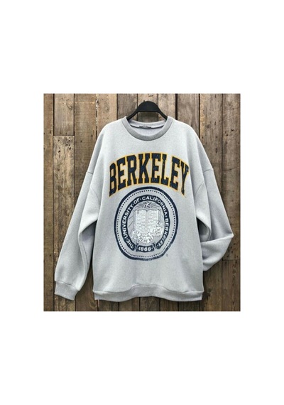 Blackjack Giyim Kadın Gri Berkeley Baskılı Sweatshirt Gri-beyaz