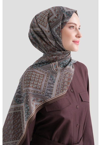 Armine Elegance Pamuk - İpek Şal As464 Kahverengi