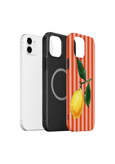 Apple iPhone Uyumlu 11 Vorian Çift Katmanlı Magsafe Kılıf Sicilian Lemon Red Stripe
