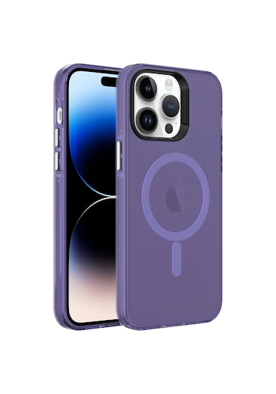 Apple Uyumlu iPhone  14 Pro Max Kılıf Zore M-safe Şarj Özellikli Buzlu Transparan C-pro Sert Kapak