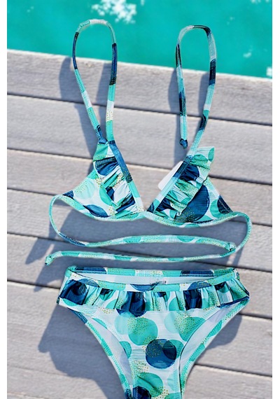 Lolliboomkids Kız Çocuk Fırfır Detaylı Üçgen Bağlamalı Yeşil Geometrik Desenli Bikini Takımı Yeşil Lolliboomkids Kız Çocuk Fırfır Detaylı Üçgen Bağlamalı Yeşil Geometrik Desenli Bikini Takımı Yeşil