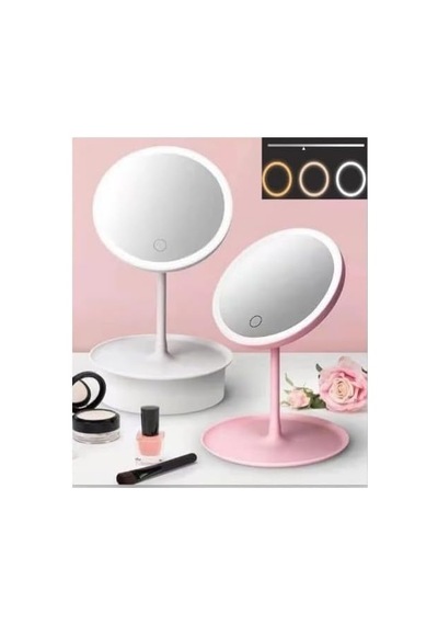 Led Işıklı Dokunmatik Makyaj Aynası, Pembe, 3 Kademeli Işık Ayarlı, Usb Şarjlı, 17.5x27 Cm Genel