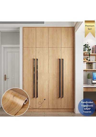 Technosmart 60 100cm Kendinden Yapışkanlı Dokulu Ahşap Görünümlü Premium Duvar Kağıdı Dolap Kaplama Ahşap