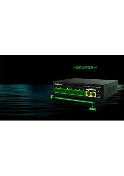 Tenda S110gpc 10 Port 8 Port Poe+ 10-100 Mbps + 2 Port 10-100-1000 Uplink Switch Çelik Kasa Kdo