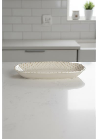 Valencia Oval Kayık Tabak 30cm Dijital Punto Rinart Krem