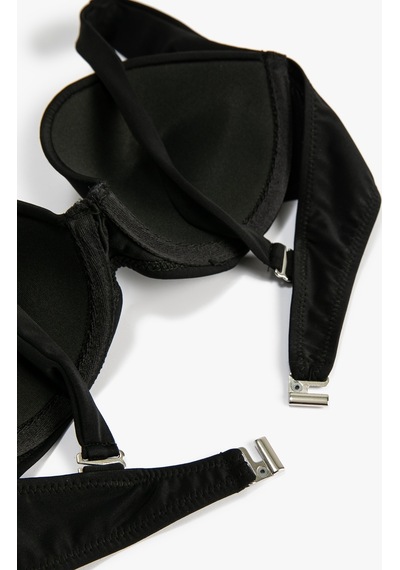 Koton Push Up Bikini Üstü Kalın Askılı Drapeli Siyah 3sak10152bm 3SAK10152BM999