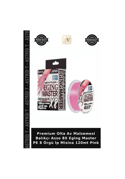 Premium Olta Av Malzemesi Balıkçı Asso 8x Eging Master Pe 8 Örgü İp Misina 120mt Pink 0.8 PE