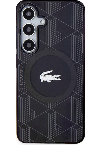 Galaxy S24 Uyumlu Kılıf Lacoste Lisanslı Magsafe Çift Katman Timsah Logolu Blend Monogram Koyu Yeşil