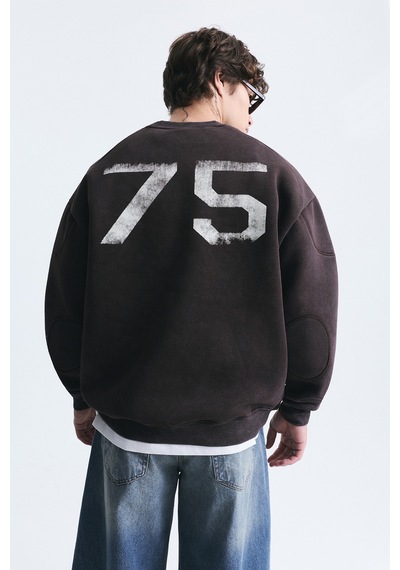 Vamos Miami Baskılı Bisiklet Yaka Sweatshirt Kahve