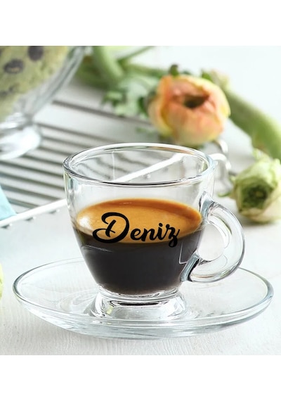 Bk Gift Kişiye Özel İsimli Dtf Cam Espresso Fincanı, Sevgiliye Hediye, Arkadaşa Hediye, Doğum Günü Hediyesi Kobitmeyencom30995 Bk Gift