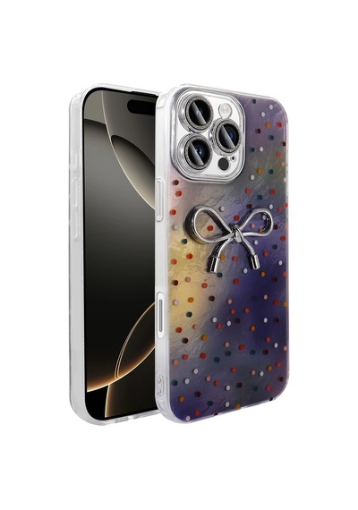 Apple Uyumlu iPad iPhone 16 Pro Kılıf Kamera Korumalı Figürlü Zore Ponti Silikon Kapak Lila