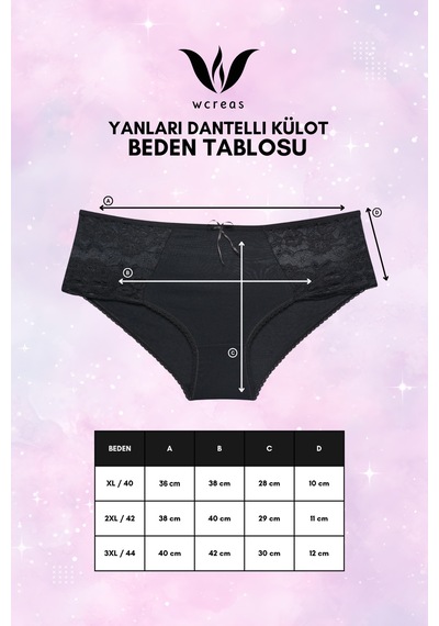 Wcreas Yanları Dantelli Pamuklu Kadın Bato Külot, 5'li Paket Pamuklu Yumuşak Kumaş Dantelli Külot Siyah Wcreas Yanları Dantelli Pamuklu Kadın Bato Külot, 5'li Paket Pamuklu Yumuşak Kumaş Dantelli Külot Siyah