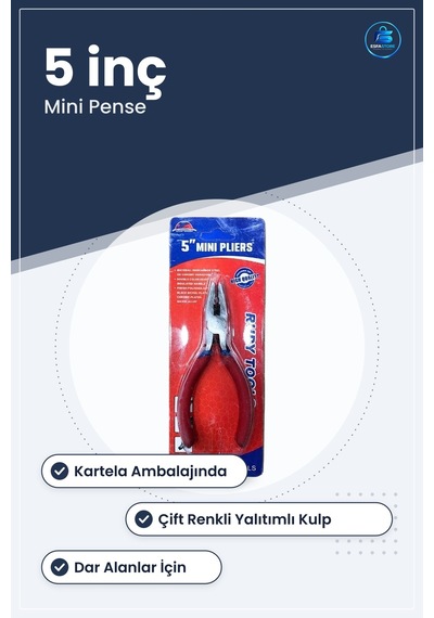 Mini Pense 5 İnç Kartelada Hırdavat El Aletleri Ev Atölye Hobi Ku